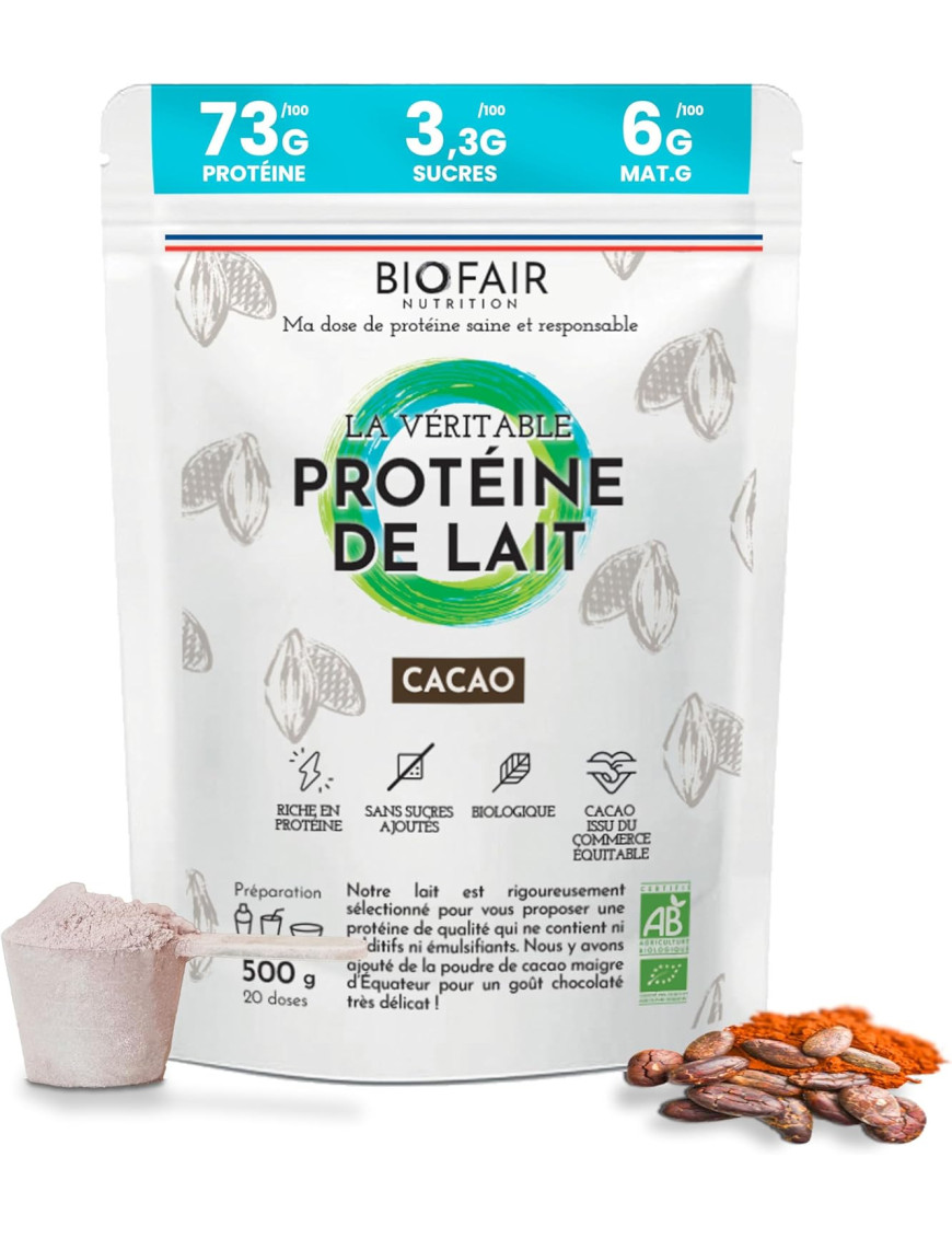 Proteine del latte in polvere biologiche al cacao