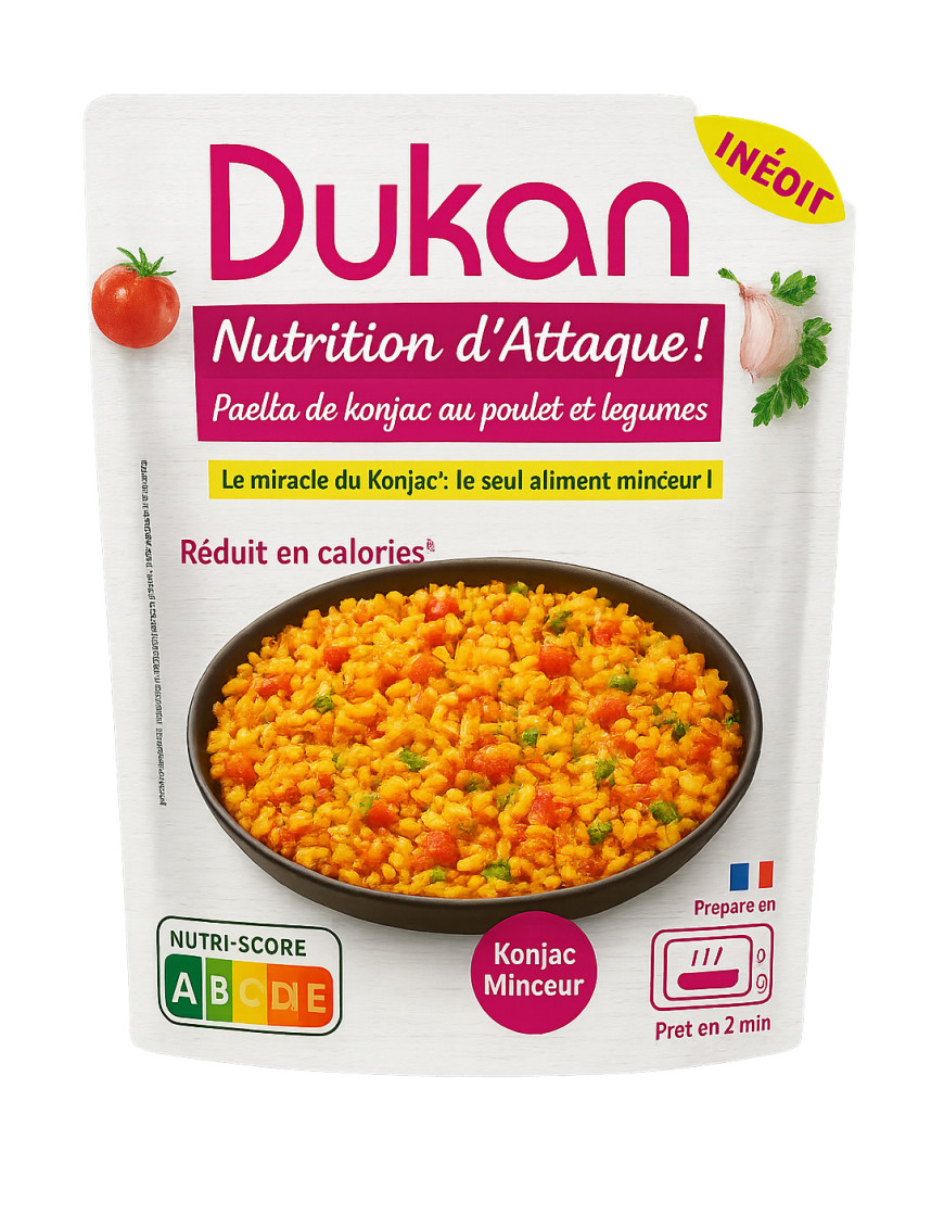 Dukan perle di konjac con pollo e verdure tipo paella